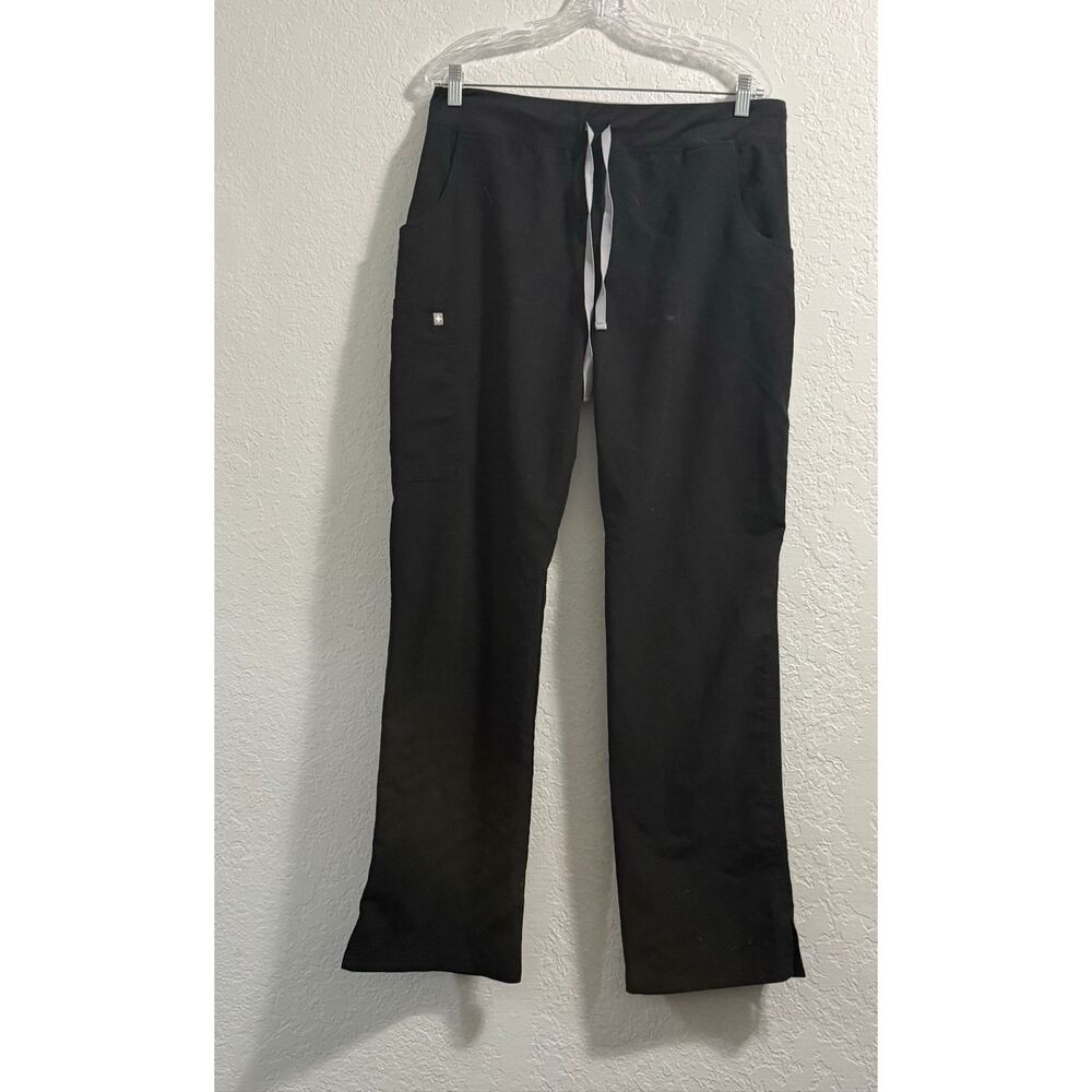 Figs High Waisted Isabel Wide Leg Scrub Pants L Black